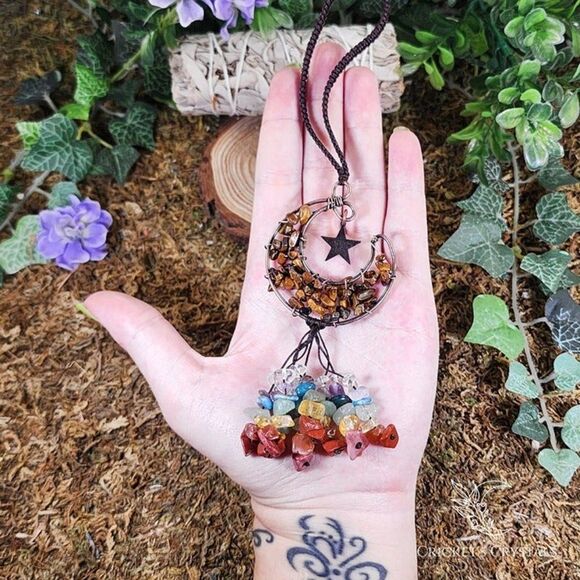 Handmade Tiger's Eye Crystal Moon Décor #13 - Picture 3 of 3